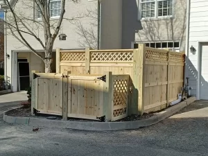 A custom 6 foot wood fence with 1 foot of lattice on the top.