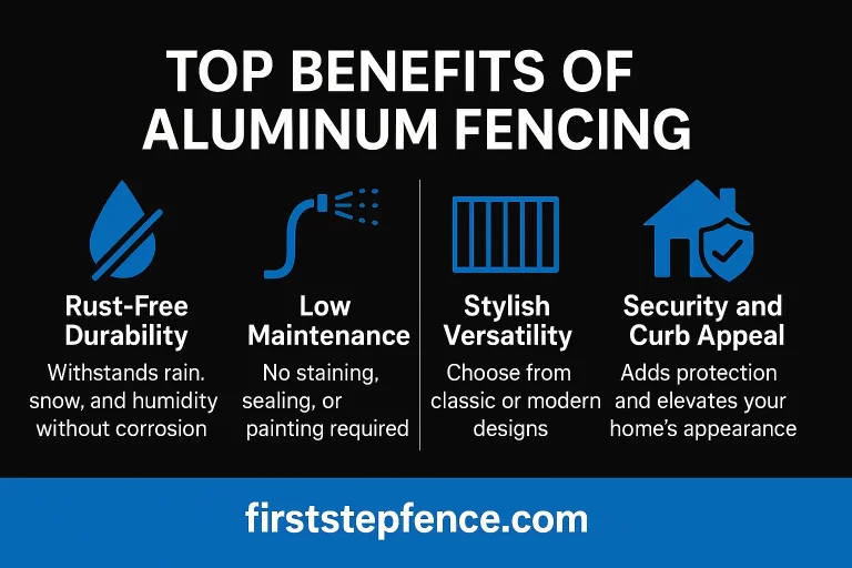 Top benefits of an aluminum fence infographic