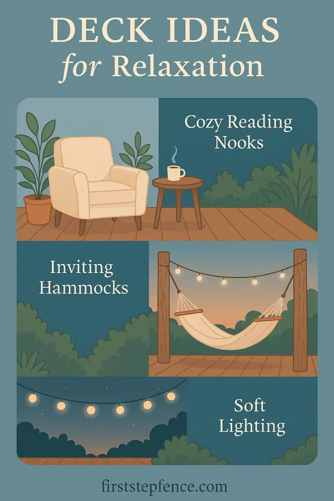 Deck ideas for relaxation infographic.